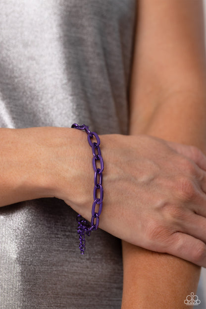 Paparazzi Accessories-Energetic Encore Purple Link Urban Bracelet