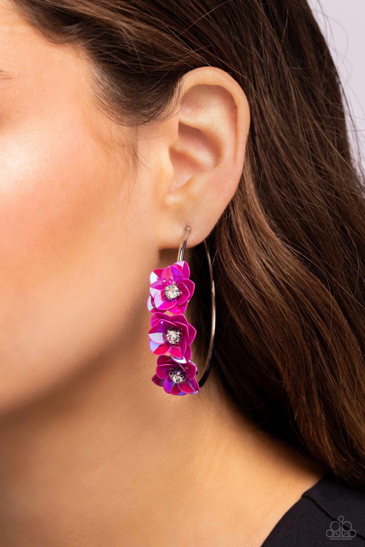 Paparazzi Accessories-Ethereal Embellishment Pink Flowery Earrings