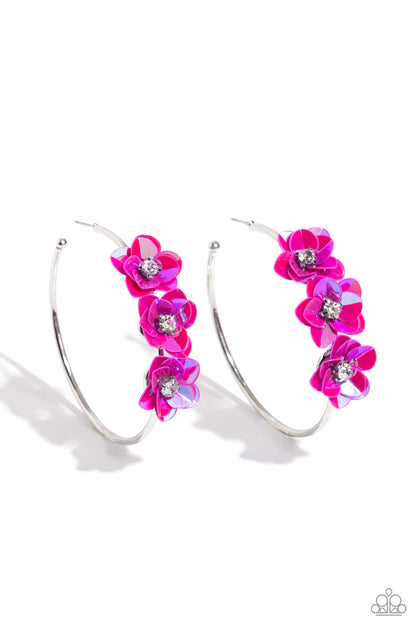 Paparazzi Accessories-Ethereal Embellishment Pink Flowery Earrings