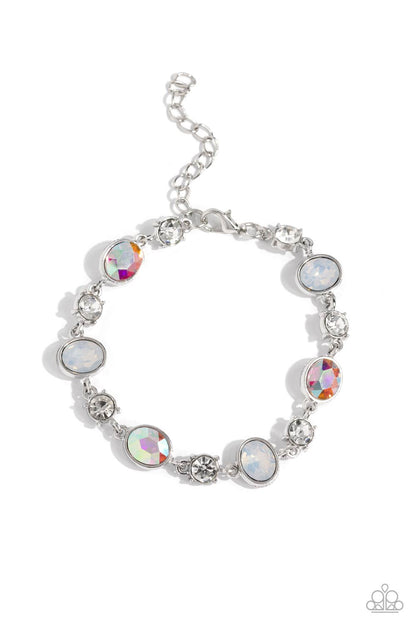 Paparazzi Accessories-Ethereal Empathy White Oval Iridescent Bracelet