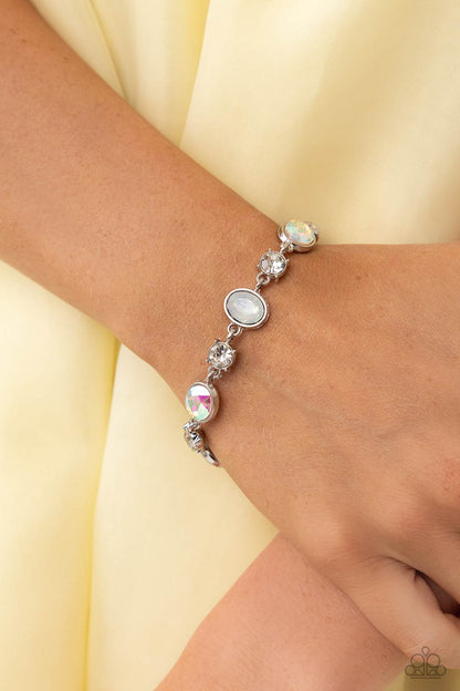 Paparazzi Accessories-Ethereal Empathy White Oval Iridescent Bracelet