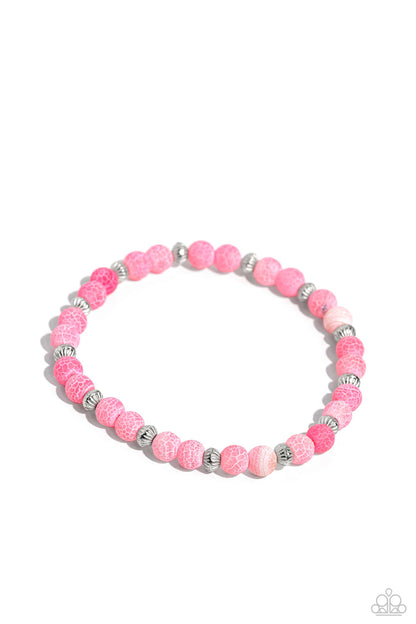 Paparazzi Accessories-Ethereally Earthy Pink Crackle Stone Bracelet