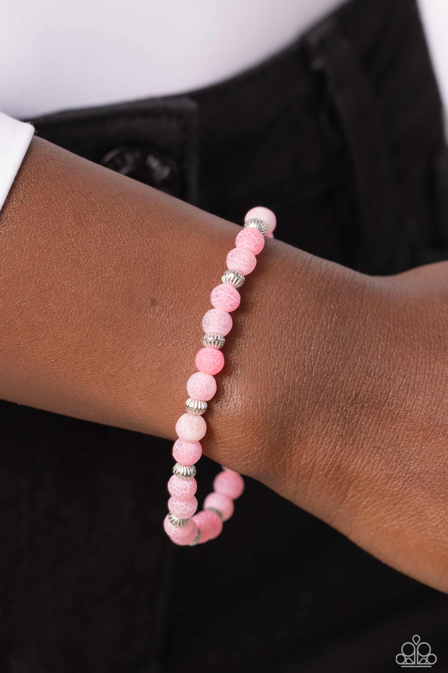 Paparazzi Accessories-Ethereally Earthy Pink Crackle Stone Bracelet