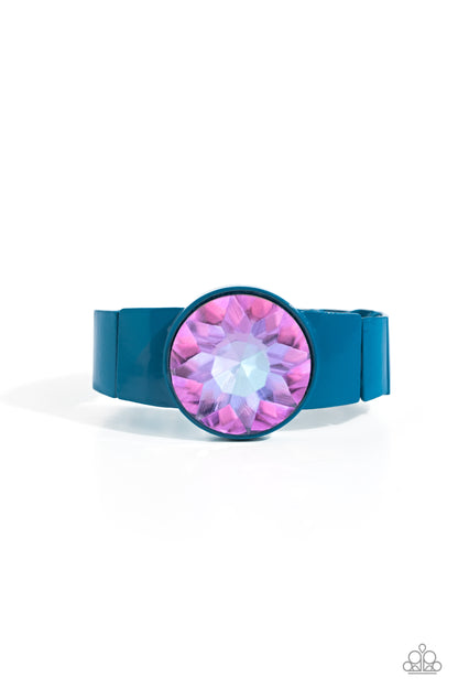 Paparazzi Accessories-Exaggerated Ego Blue UV Purple Gem LOTP Bracelet