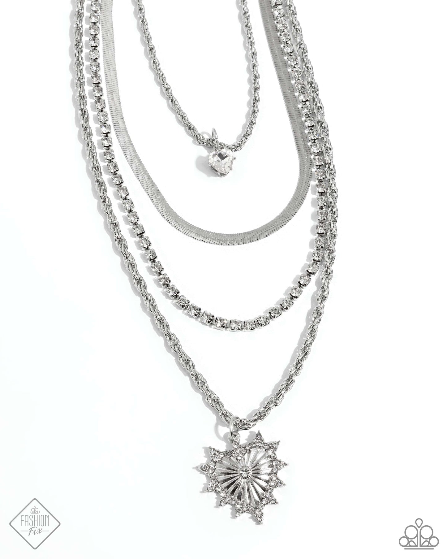 Paparazzi Accessories-Excessive Embellishment White Heart Necklace Set