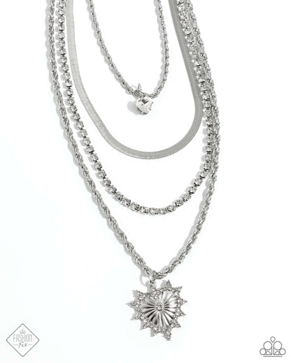 Paparazzi Accessories-Excessive Embellishment White Heart Necklace Set