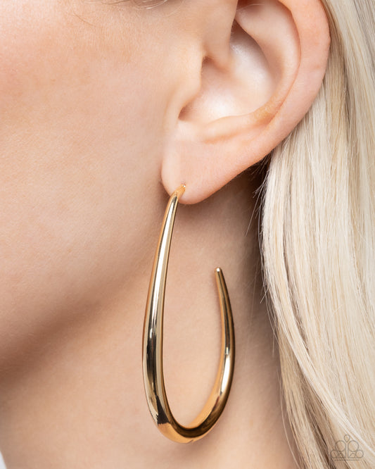 Paparazzi Accessories-Exclusive Element Gold Abstract Loop Earrings