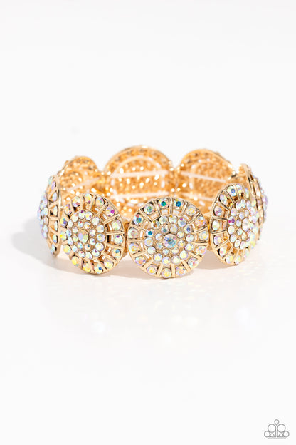 Paparazzi Accessories-Executive Elegance Multi Iridescent Gold Bracelet