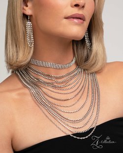 Paparazzi Accessories-Extravagant Silver ZI Signature Necklace Set