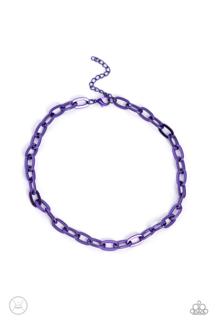 Paparazzi Accessories-Exuberant Encore Purple Link Urban Choker Set