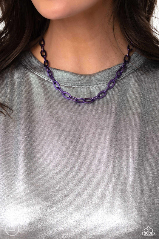 Paparazzi Accessories-Exuberant Encore Purple Link Urban Choker Set