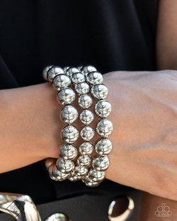 Paparazzi Accessories-Refreshing Raindrops Silver Bead FF Bracelet