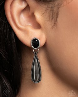 Paparazzi Accessories-Festival Fame Black Acrylic Oval Earrings