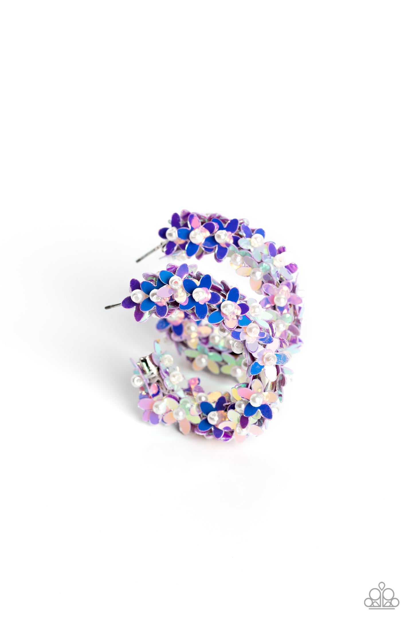 Paparazzi Accessories-Fairy Fantasia Purple Explosive Floral Hoop Earrings