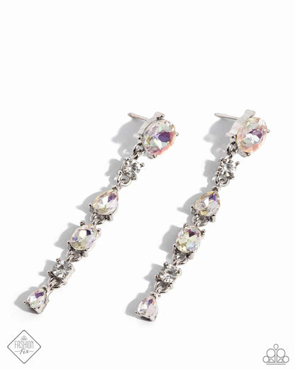 Paparazzi Accessories-Fairytale Falls White Iridescent Earrings