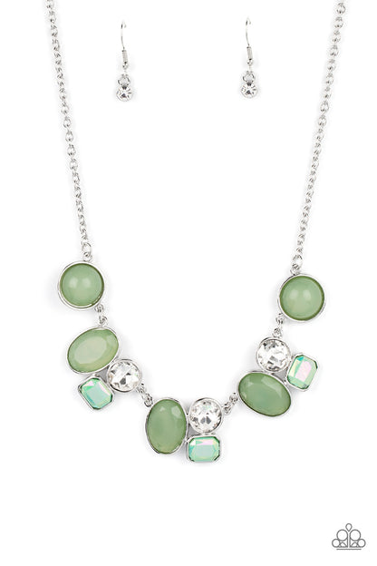 Paparazzi Accessories-Fantasy World Green Oval Bead Necklace Set