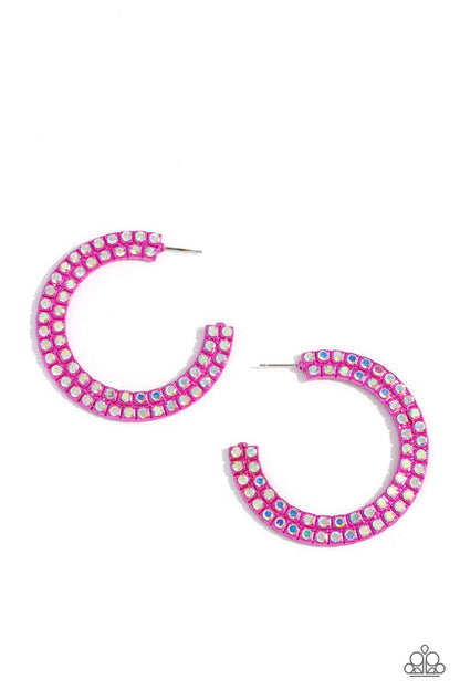 Paparazzi Accessories-Flawless Fashion Pink Iridescent Hoop Earrings