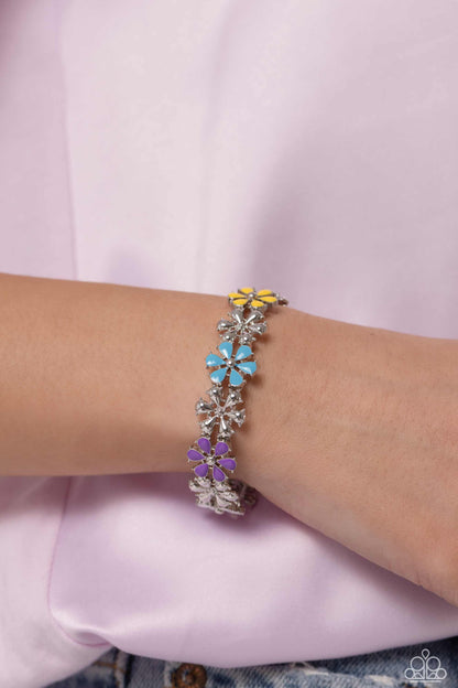 Paparazzi Accessories-Floral Fair Multi Color Flowery Studded Bracelet