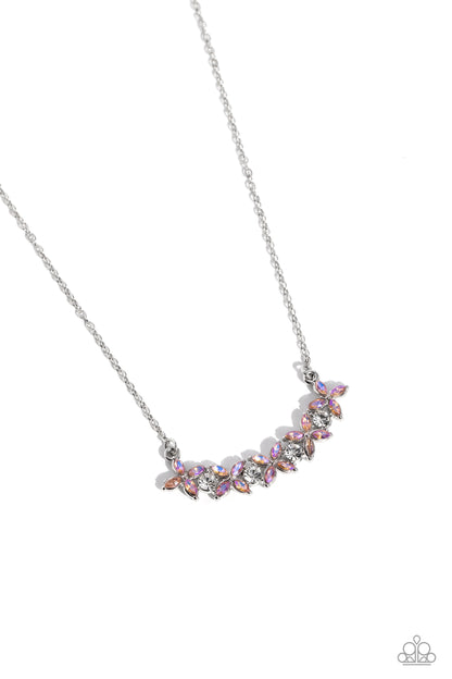 Paparazzi Accessories-Floral Fanfare Orange Iridescent Necklace Set