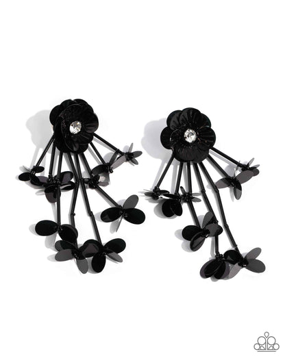 Paparazzi Accessories-Floral Future Black Sequin Petal Earrings