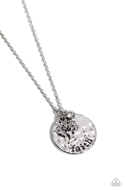 Paparazzi Accessories-Flourishing Faith White Tree Charm Necklace Set