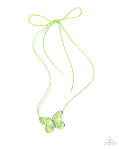 Paparazzi Accessories-Fluttering Fervor Green Butterfly Necklace Set