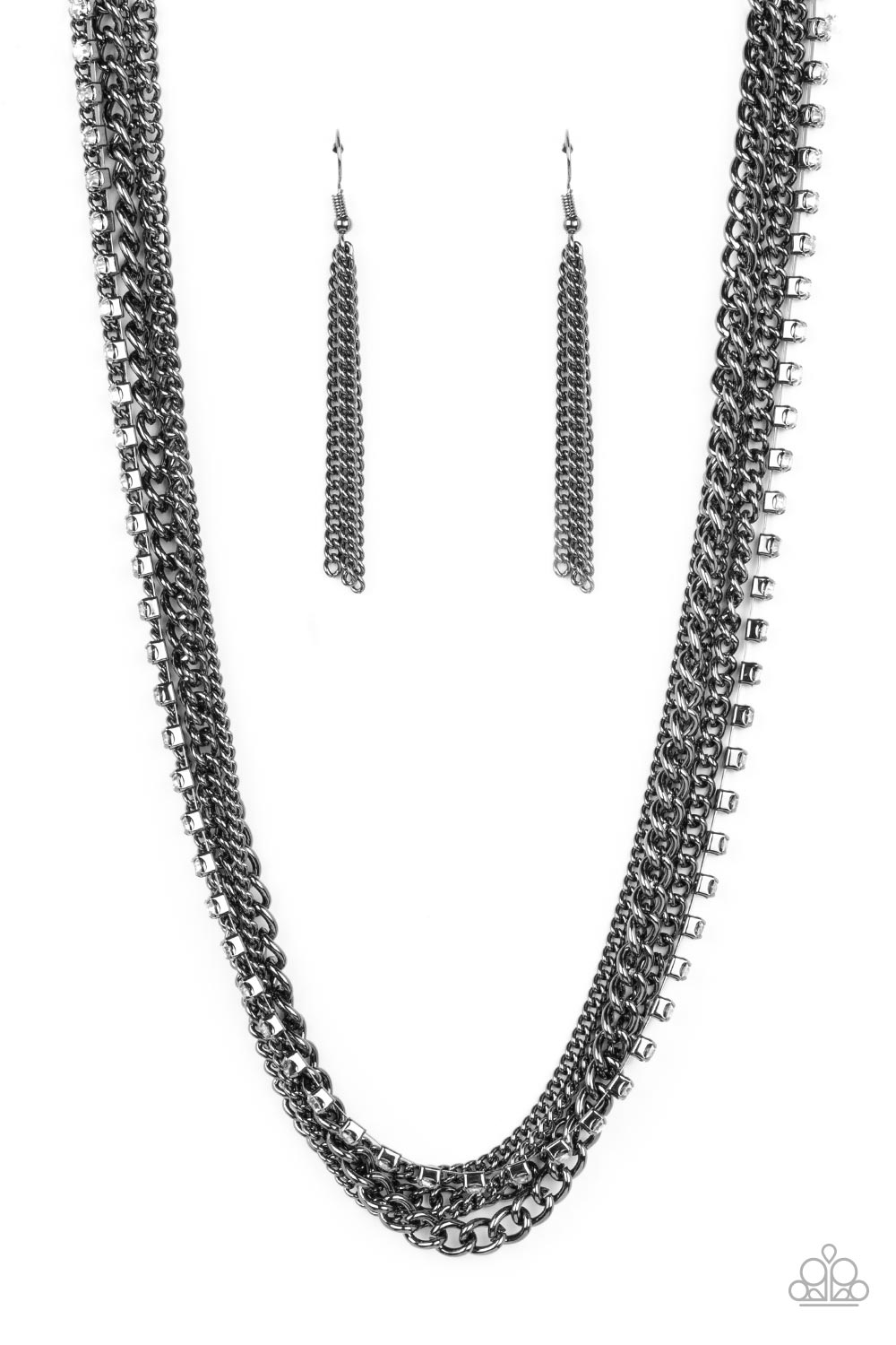 Paparazzi Accessories-Free To Chainge My Mind Black Sparkling Necklace Set