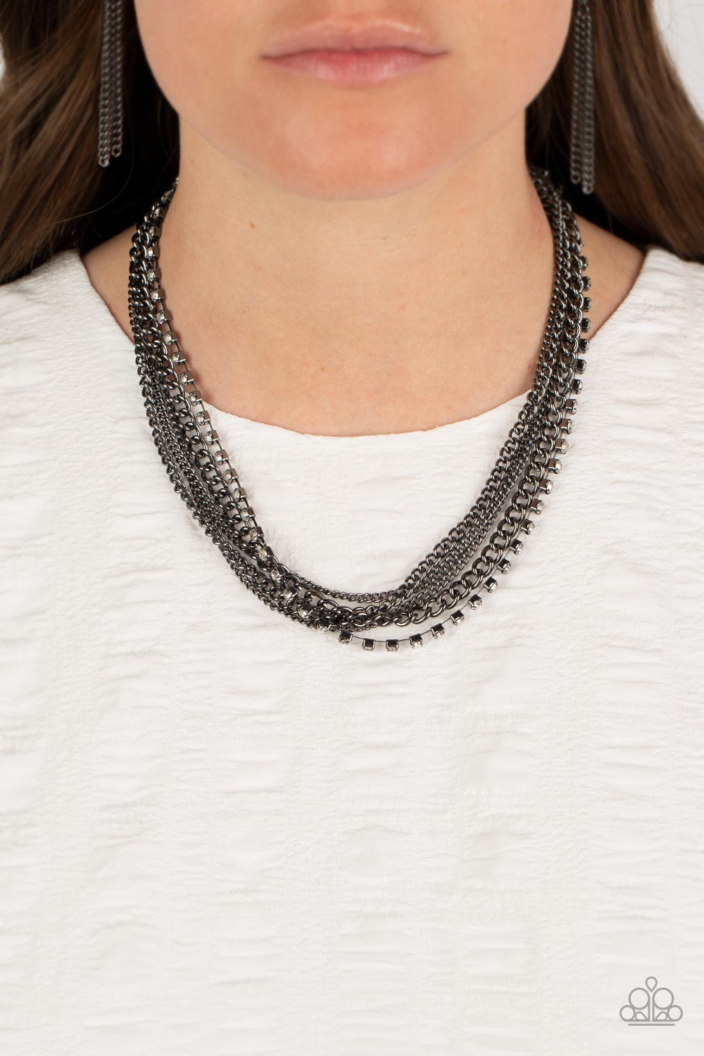 Paparazzi Accessories-Free To Chainge My Mind Black Sparkling Necklace Set