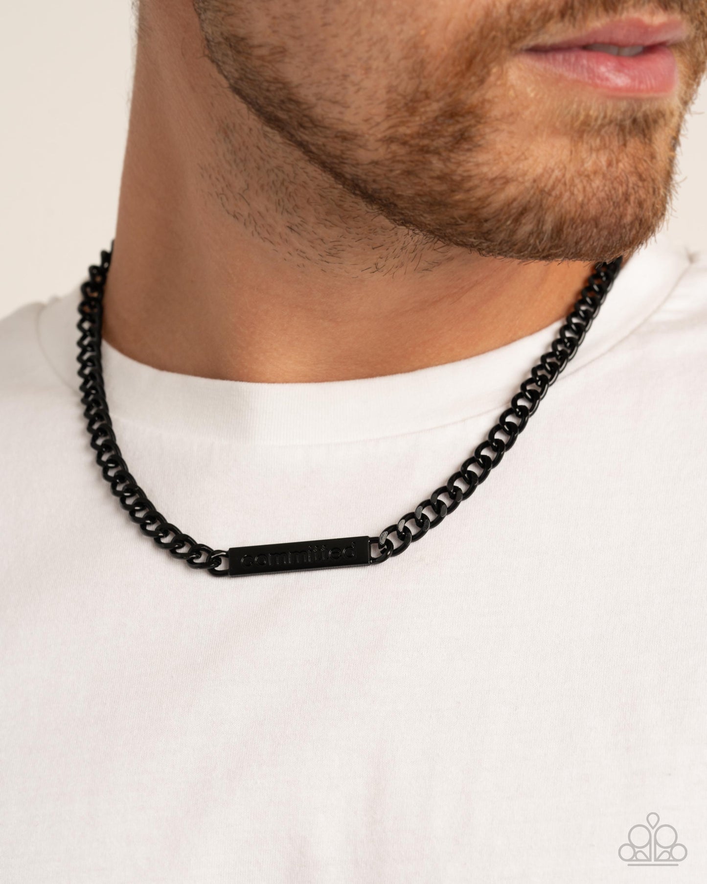 Paparazzi Accessories-Fully Committed Black Men's Curb Chain Necklace