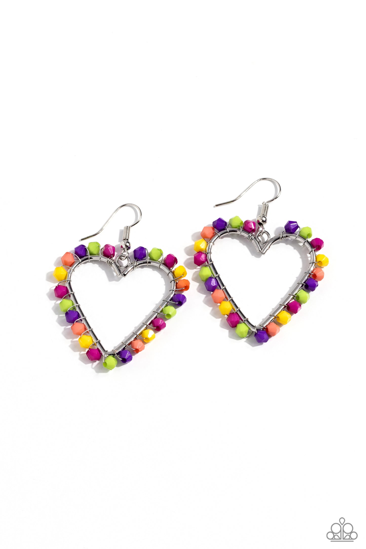 Paparazzi Accessories-Fun-Loving Fashion Multi Seed Bead Heart Earrings