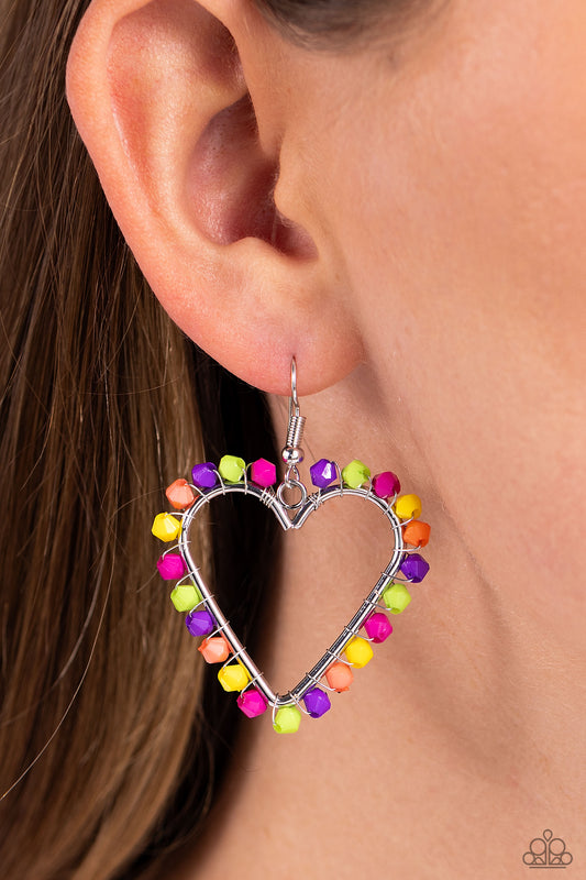 Paparazzi Accessories-Fun-Loving Fashion Multi Seed Bead Heart Earrings