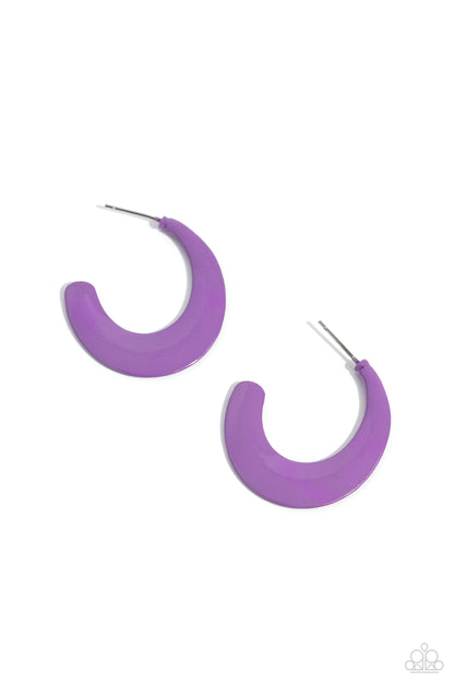 Paparazzi Accessories-Fun-Loving Feature Purple Ribbon Loop Earrings