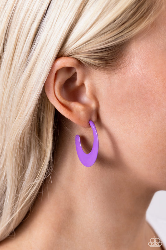 Paparazzi Accessories-Fun-Loving Feature Purple Ribbon Loop Earrings