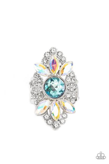 Paparazzi Accessories-GLISTEN Here! Blue Iridescent Marquise LOTP Ring