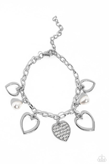Paparazzi Accessories-GLOW Your Heart White Rhinestone Bracelet