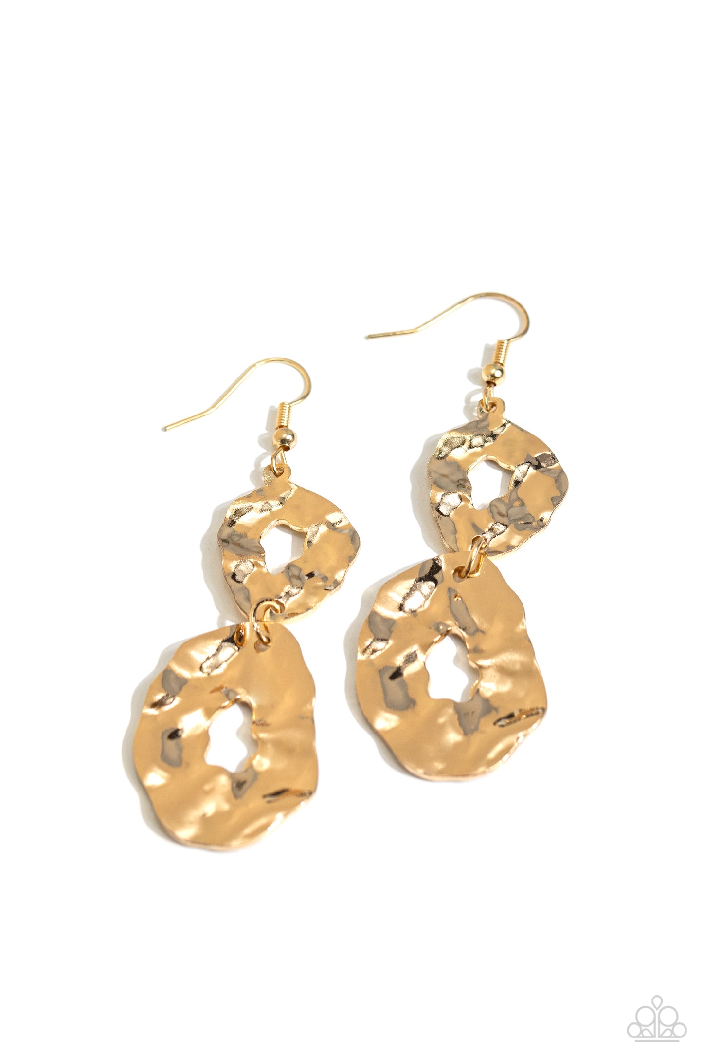 Paparazzi Accessories-Gallery Gravitas Gold Hammered Earrings