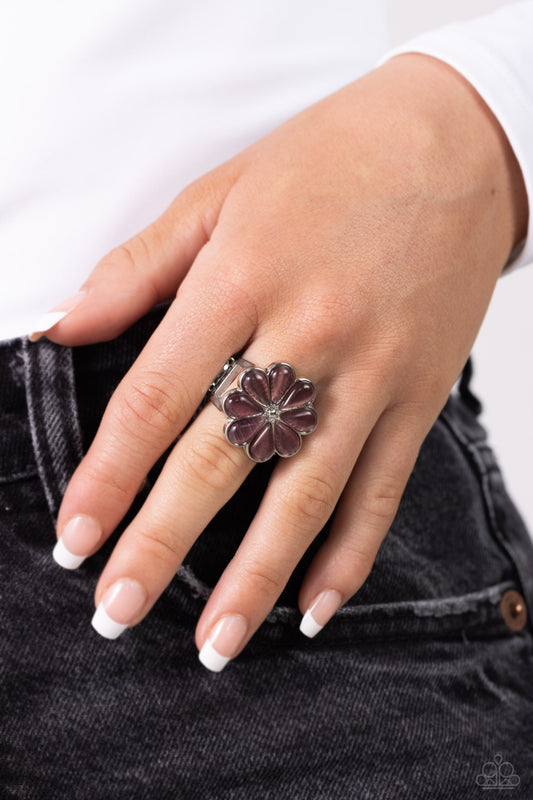 Paparazzi Accessories-Gemstone Garden Purple Cat's Eye Petal Ring