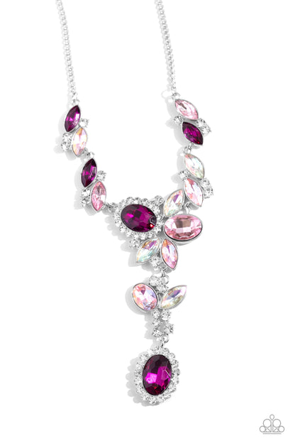 Paparazzi Accessories-Generous Gallery Pink Cluster Necklace Set