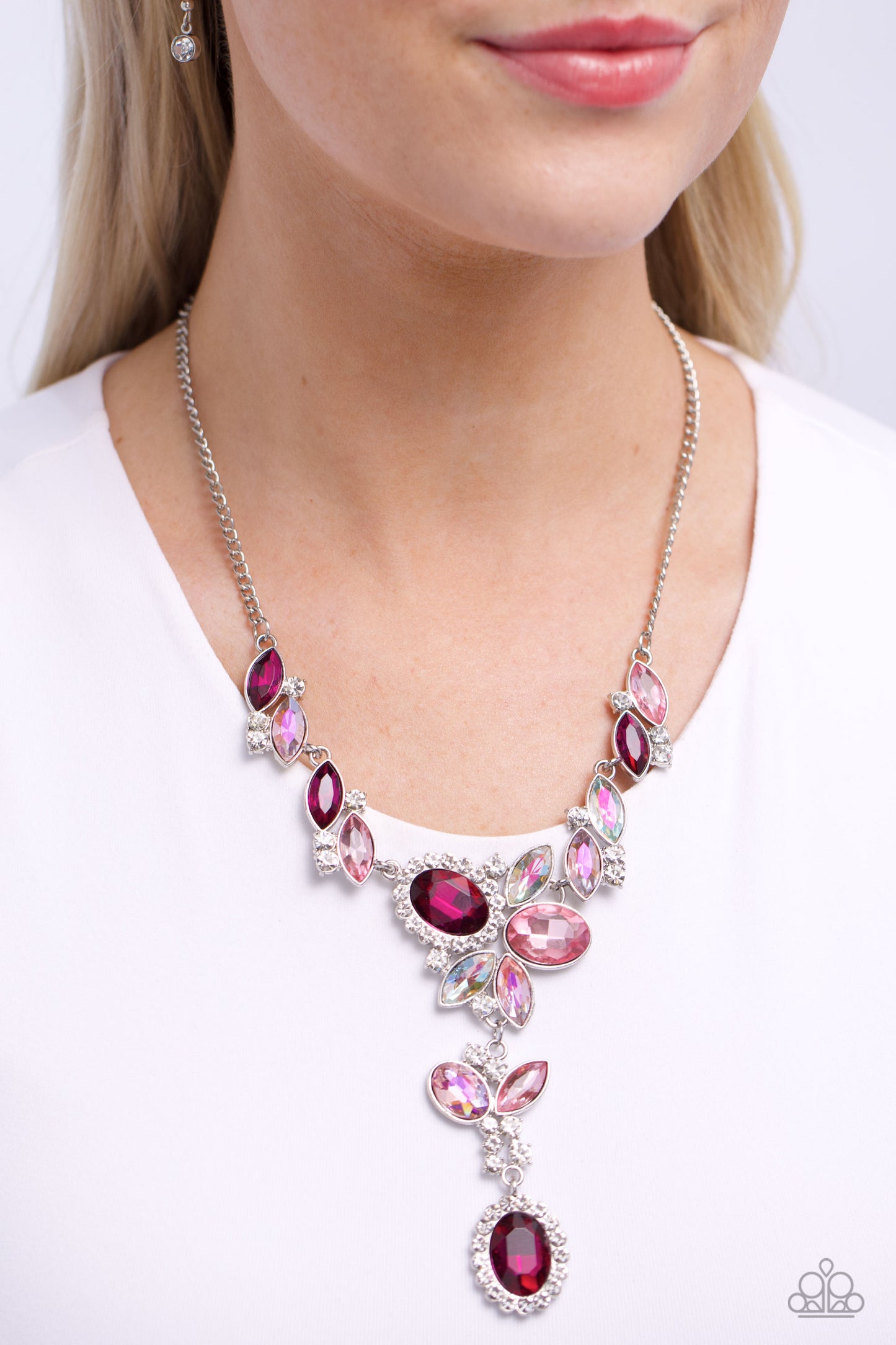 Paparazzi Accessories-Generous Gallery Pink Cluster Necklace Set