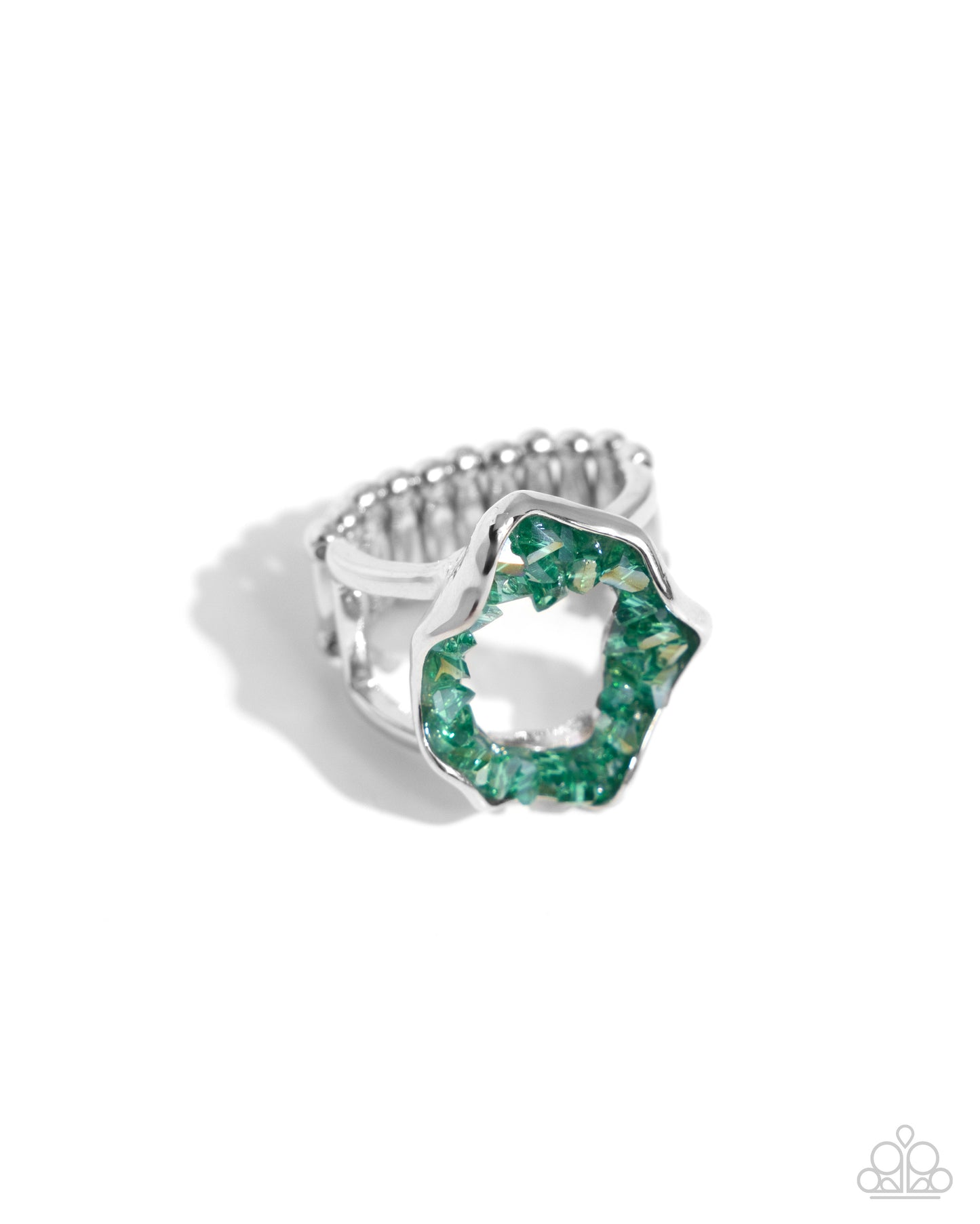 Paparazzi Accessories-Geode Grace Green Crystal Abstract Ring