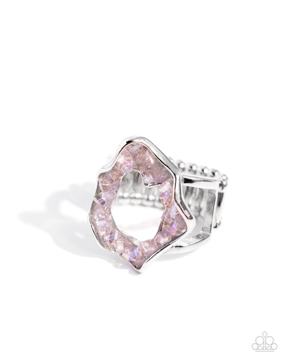 Paparazzi Accessories-Geode Grace Pink Abstract Centerpiece Crystal Ring