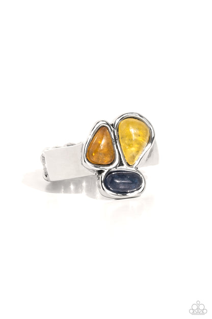 Paparazzi Accessories-Geometry Test Yellow/Orange Teardrop Lapis Oval Ring