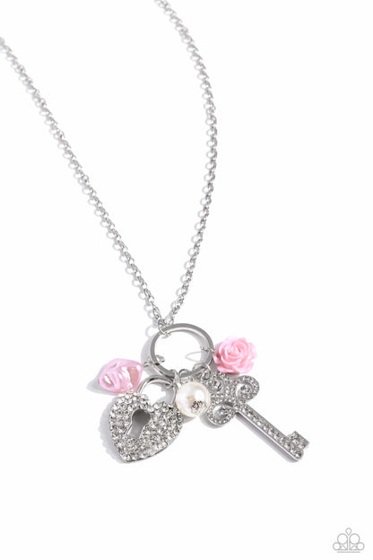 Paparazzi Accessories-Girly Gathering Pink Baroque Pearl Necklace Set