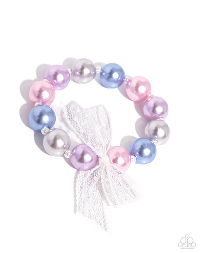 Paparazzi Accessories-Girly Glam Multi Pearl Chiffon Ribbon Bracelet