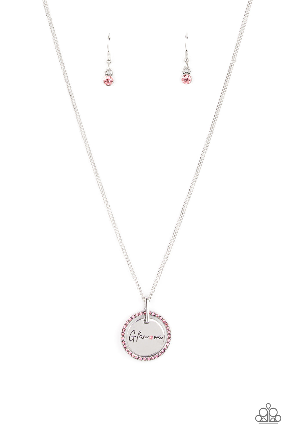 Paparazzi Accessories-Glam-ma Glamorous Pink Rhinestone Necklace Set