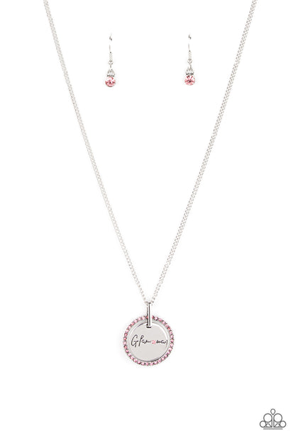 Paparazzi Accessories-Glam-ma Glamorous Pink Rhinestone Necklace Set