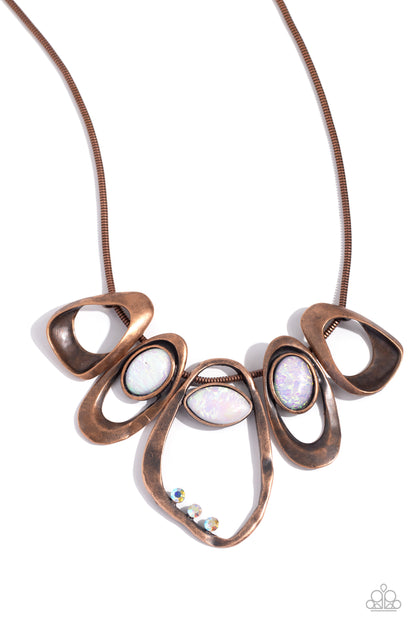 Paparazzi Accessories-Gleaming Gala Copper Abstract Necklace Set