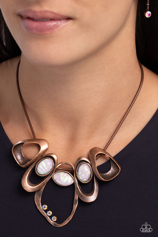 Paparazzi Accessories-Gleaming Gala Copper Abstract Necklace Set