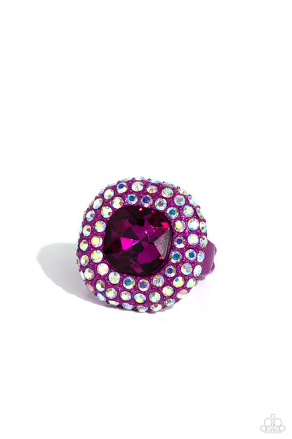 Paparazzi Accessories-Glistening Grit Pink Iridescent Rhinestone Ring