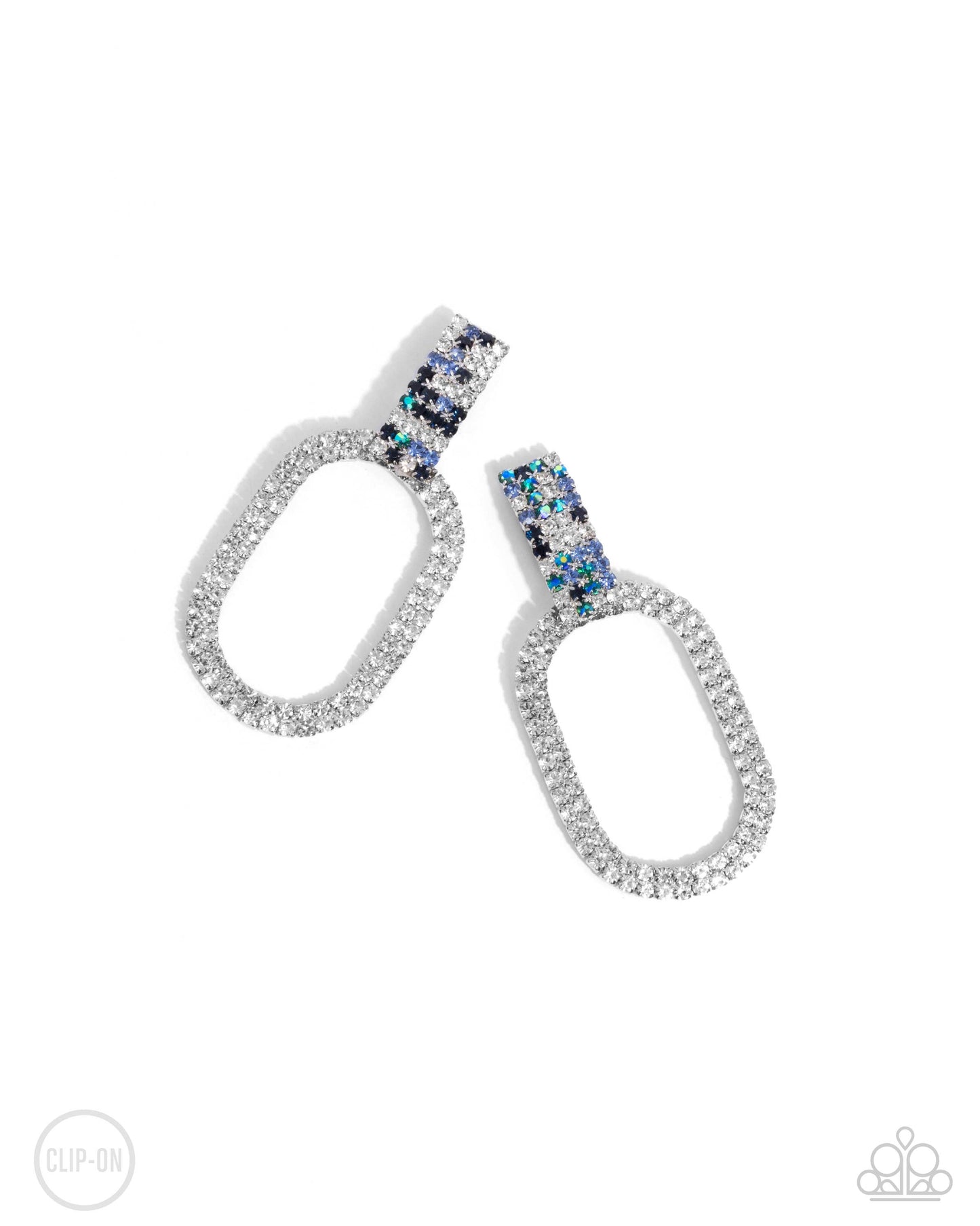 Paparazzi Accessories-Guarded Glitz Blue Iridescent Rectangular Earrings